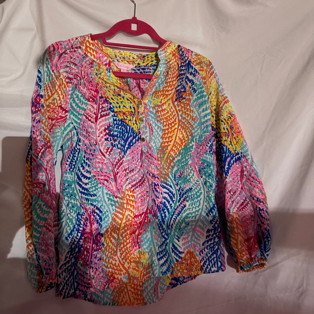 Lilly Pulitzer Multicolor Leaf-Print Button-Down Blouse